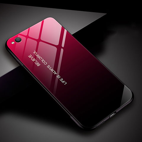 Custodia Silicone Specchio Laterale Sfumato Arcobaleno Cover per Xiaomi Redmi Go Rosso