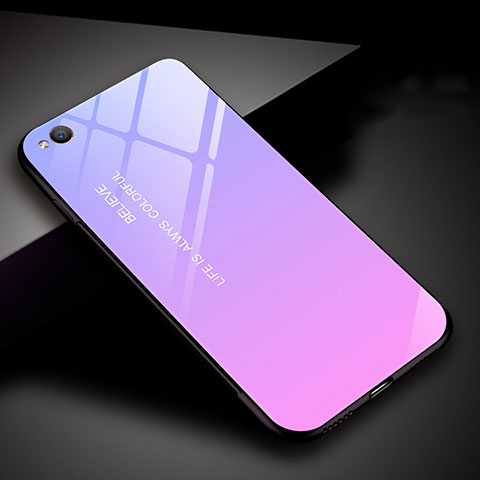Custodia Silicone Specchio Laterale Sfumato Arcobaleno Cover per Xiaomi Redmi Go Viola
