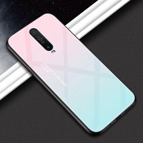Custodia Silicone Specchio Laterale Sfumato Arcobaleno Cover per Xiaomi Redmi K30 5G Rosa