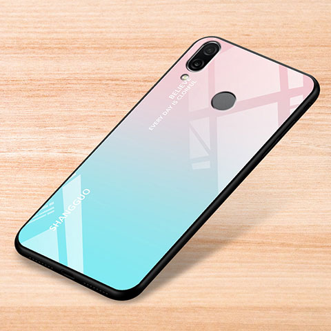 Custodia Silicone Specchio Laterale Sfumato Arcobaleno Cover per Xiaomi Redmi Note 7 Cielo Blu