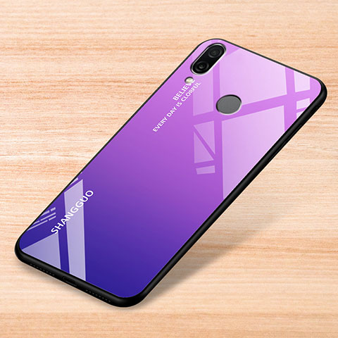 Custodia Silicone Specchio Laterale Sfumato Arcobaleno Cover per Xiaomi Redmi Note 7 Pro Viola