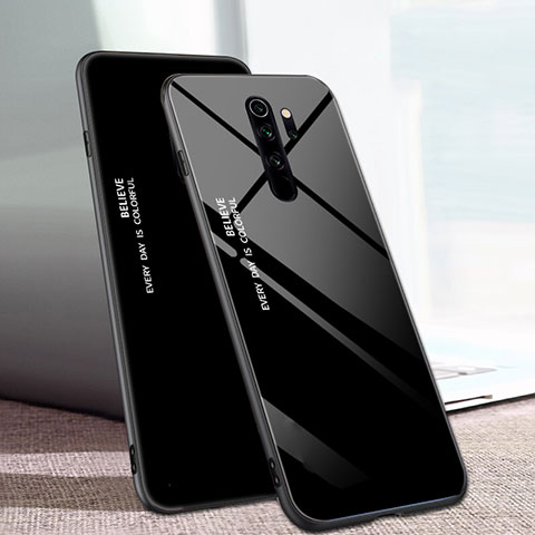 Custodia Silicone Specchio Laterale Sfumato Arcobaleno Cover per Xiaomi Redmi Note 8 Pro Nero