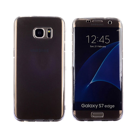 Custodia Silicone Trasparente A Flip Morbida Cover per Samsung Galaxy S7 Edge G935F Grigio