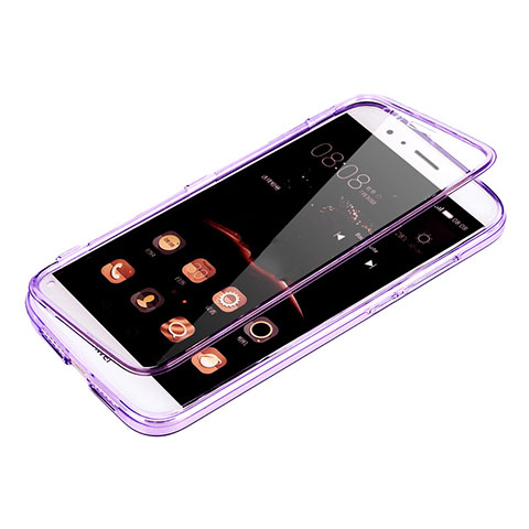 Custodia Silicone Trasparente A Flip Morbida per Huawei G7 Plus Viola
