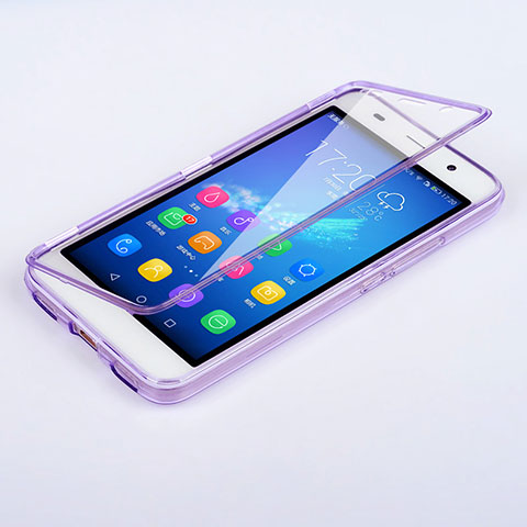 Custodia Silicone Trasparente A Flip Morbida per Huawei Honor 4A Viola
