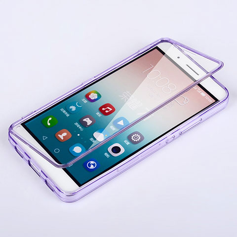 Custodia Silicone Trasparente A Flip Morbida per Huawei Honor 7i shot X Viola