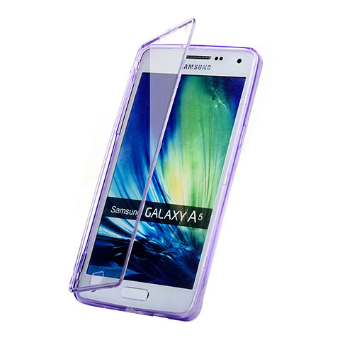 Custodia Silicone Trasparente A Flip Morbida per Samsung Galaxy A5 Duos SM-500F Viola