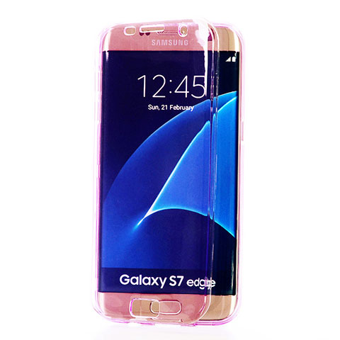 Custodia Silicone Trasparente A Flip Morbida per Samsung Galaxy S7 Edge G935F Viola