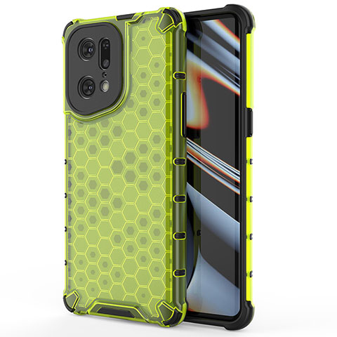 Custodia Silicone Trasparente Laterale 360 Gradi Cover AM1 per Oppo Find X5 Pro 5G Verde