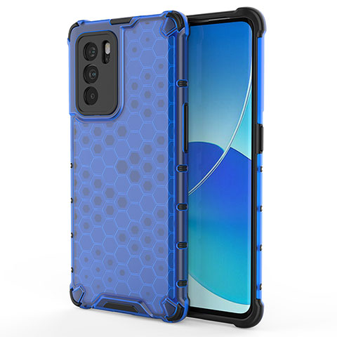 Custodia Silicone Trasparente Laterale 360 Gradi Cover AM1 per Oppo Reno6 Pro 5G India Blu