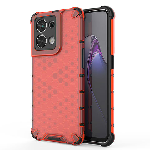 Custodia Silicone Trasparente Laterale 360 Gradi Cover AM1 per Oppo Reno8 5G Rosso