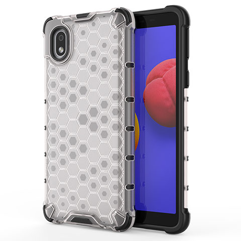 Custodia Silicone Trasparente Laterale 360 Gradi Cover AM1 per Samsung Galaxy A01 Core Bianco