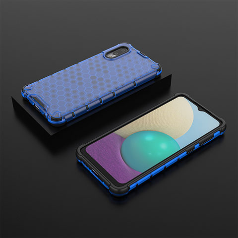 Custodia Silicone Trasparente Laterale 360 Gradi Cover AM1 per Samsung Galaxy A02 Blu
