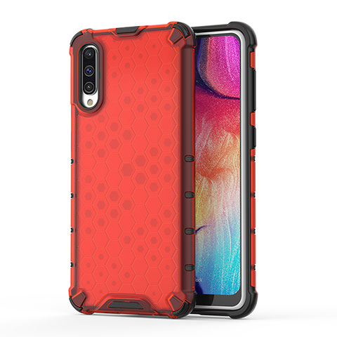 Custodia Silicone Trasparente Laterale 360 Gradi Cover AM1 per Samsung Galaxy A50S Rosso