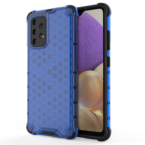 Custodia Silicone Trasparente Laterale 360 Gradi Cover AM1 per Samsung Galaxy M32 5G Blu