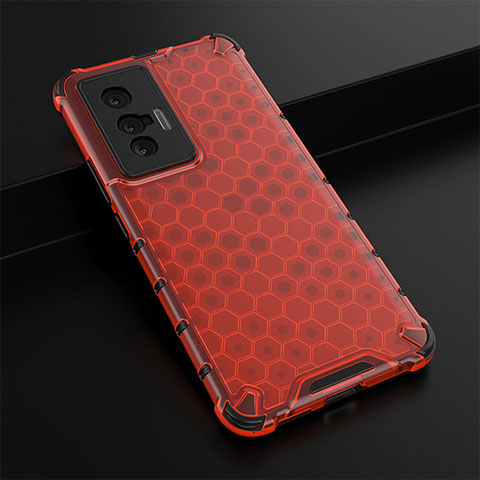 Custodia Silicone Trasparente Laterale 360 Gradi Cover AM1 per Vivo X70 5G Rosso