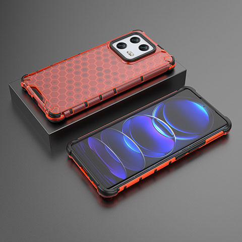 Custodia Silicone Trasparente Laterale 360 Gradi Cover AM1 per Xiaomi Mi 13 Pro 5G Rosso