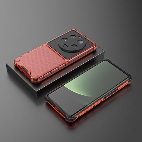 Custodia Silicone Trasparente Laterale 360 Gradi Cover AM1 per Xiaomi Mi 13 Ultra 5G Rosso