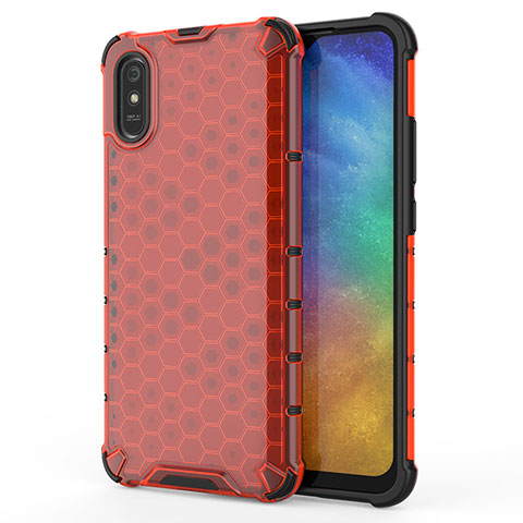 Custodia Silicone Trasparente Laterale 360 Gradi Cover AM1 per Xiaomi Redmi 9AT Rosso