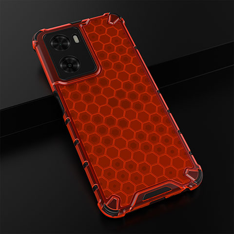 Custodia Silicone Trasparente Laterale 360 Gradi Cover AM2 per Oppo A77 4G Rosso