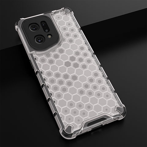 Custodia Silicone Trasparente Laterale 360 Gradi Cover AM2 per Oppo Find X5 5G Bianco