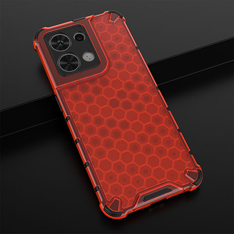 Custodia Silicone Trasparente Laterale 360 Gradi Cover AM2 per Oppo Reno8 5G Rosso