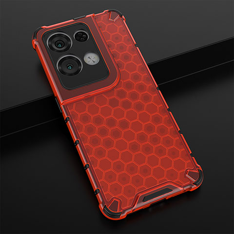 Custodia Silicone Trasparente Laterale 360 Gradi Cover AM2 per Oppo Reno8 Pro 5G Rosso