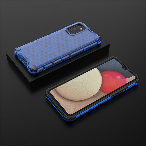 Custodia Silicone Trasparente Laterale 360 Gradi Cover AM2 per Samsung Galaxy A03s Blu