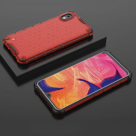 Custodia Silicone Trasparente Laterale 360 Gradi Cover AM2 per Samsung Galaxy A10 Rosso