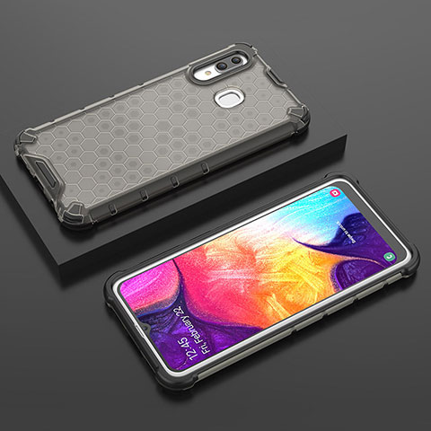 Custodia Silicone Trasparente Laterale 360 Gradi Cover AM2 per Samsung Galaxy A30 Nero