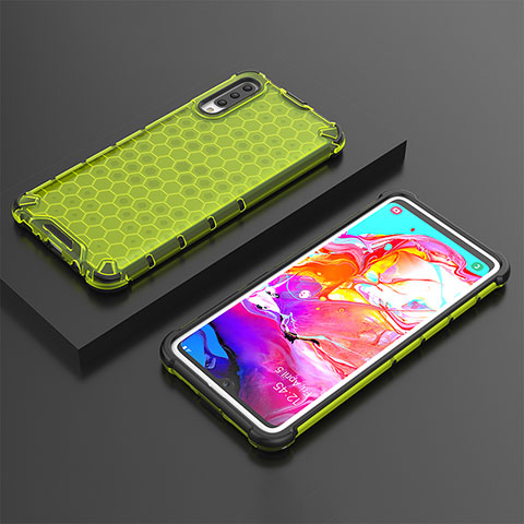 Custodia Silicone Trasparente Laterale 360 Gradi Cover AM2 per Samsung Galaxy A70 Verde