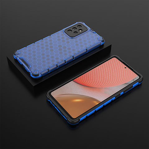 Custodia Silicone Trasparente Laterale 360 Gradi Cover AM2 per Samsung Galaxy A72 5G Blu