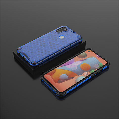 Custodia Silicone Trasparente Laterale 360 Gradi Cover AM2 per Samsung Galaxy M11 Blu