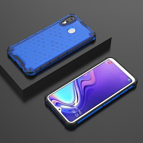 Custodia Silicone Trasparente Laterale 360 Gradi Cover AM2 per Samsung Galaxy M20 Blu