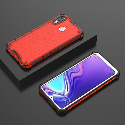 Custodia Silicone Trasparente Laterale 360 Gradi Cover AM2 per Samsung Galaxy M20 Rosso
