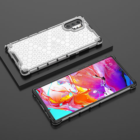 Custodia Silicone Trasparente Laterale 360 Gradi Cover AM2 per Samsung Galaxy Note 10 Plus 5G Bianco