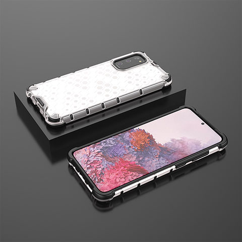 Custodia Silicone Trasparente Laterale 360 Gradi Cover AM2 per Samsung Galaxy S20 5G Bianco