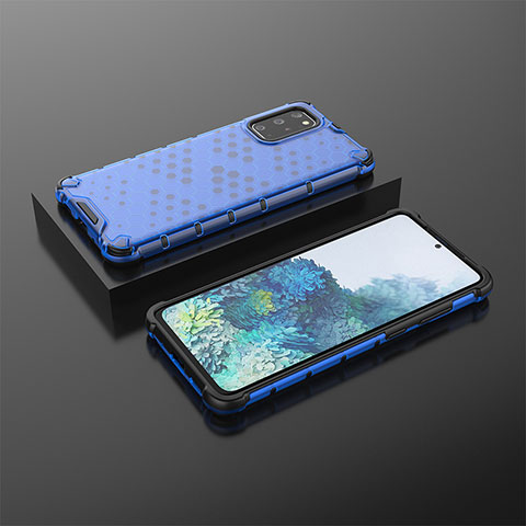 Custodia Silicone Trasparente Laterale 360 Gradi Cover AM2 per Samsung Galaxy S20 Plus 5G Blu
