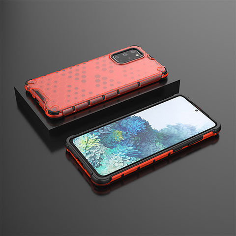 Custodia Silicone Trasparente Laterale 360 Gradi Cover AM2 per Samsung Galaxy S20 Plus 5G Rosso
