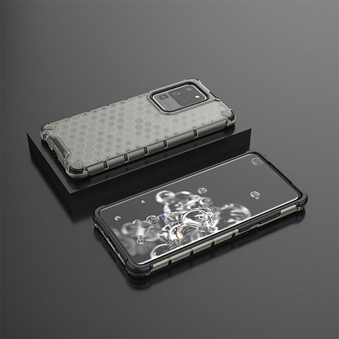 Custodia Silicone Trasparente Laterale 360 Gradi Cover AM2 per Samsung Galaxy S20 Ultra Nero