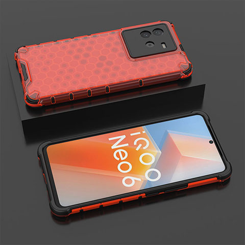 Custodia Silicone Trasparente Laterale 360 Gradi Cover AM2 per Vivo iQOO Neo6 5G Rosso
