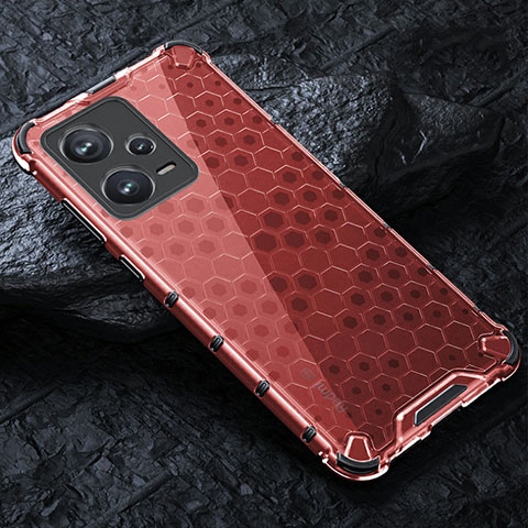Custodia Silicone Trasparente Laterale 360 Gradi Cover AM3 per Xiaomi Redmi Note 12 5G Rosso