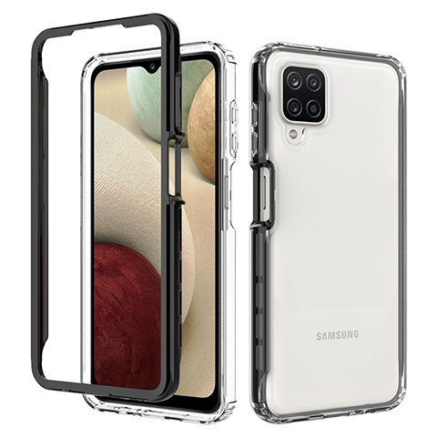 Custodia Silicone Trasparente Laterale 360 Gradi Cover JX1 per Samsung Galaxy F12 Nero