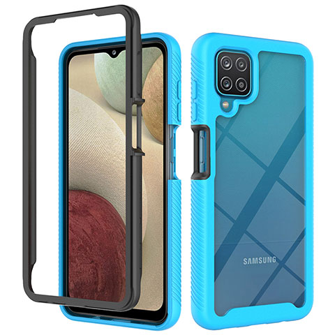 Custodia Silicone Trasparente Laterale 360 Gradi Cover JX2 per Samsung Galaxy A12 Nacho Cielo Blu