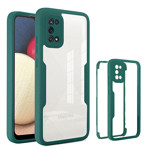 Custodia Silicone Trasparente Laterale 360 Gradi Cover MJ1 per Samsung Galaxy A03s Verde