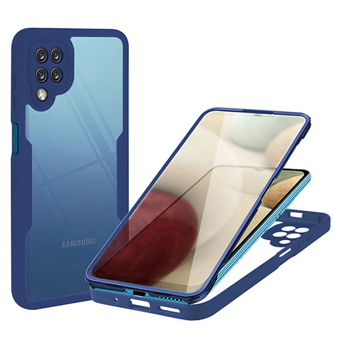 Custodia Silicone Trasparente Laterale 360 Gradi Cover MJ1 per Samsung Galaxy A12 Blu