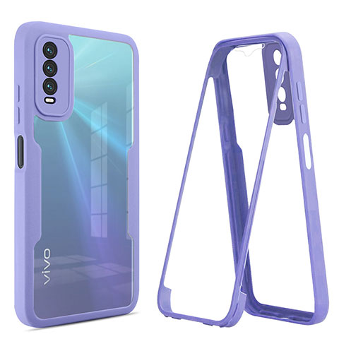 Custodia Silicone Trasparente Laterale 360 Gradi Cover MJ1 per Vivo Y12s Viola