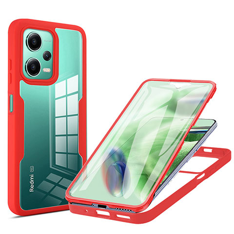 Custodia Silicone Trasparente Laterale 360 Gradi Cover MJ1 per Xiaomi Redmi Note 12 5G Rosso