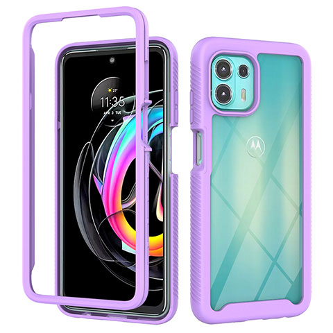 Custodia Silicone Trasparente Laterale 360 Gradi Cover per Motorola Moto Edge 20 Lite 5G Viola