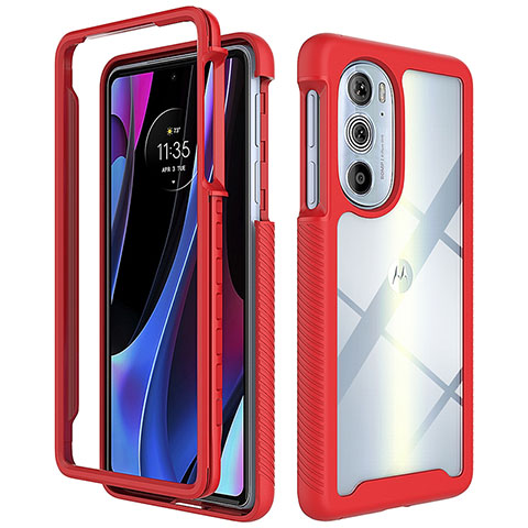 Custodia Silicone Trasparente Laterale 360 Gradi Cover per Motorola Moto Edge 30 Pro 5G Rosso